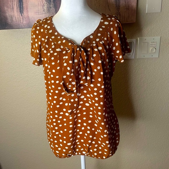 Brown & White Polka Dots Blouse - Picture 2 of 4